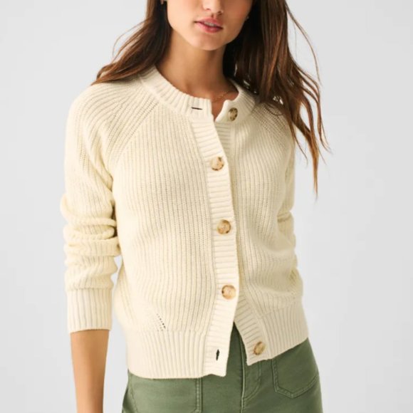 FAHERTY Sunwashed Fisherman Cardigan - Egret - Picture 2 of 7